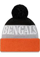 New Era Cincinnati Bengals Black Shaded JR Cuff Pom Youth Knit Hat