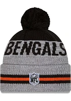 New Era Cincinnati Bengals Grey Runner JR Cuff Pom Youth Knit Hat