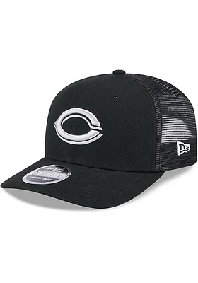 New Era Cincinnati Reds Canvas Trucker LP 9FIFTY Adjustable Hat - Black