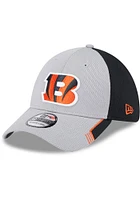 New Era Cincinnati Bengals Mens Grey Visor Trim 39THIRTY Flex Hat