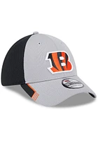 New Era Cincinnati Bengals Mens Grey Visor Trim 39THIRTY Flex Hat