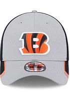 New Era Cincinnati Bengals Mens Grey Visor Trim 39THIRTY Flex Hat