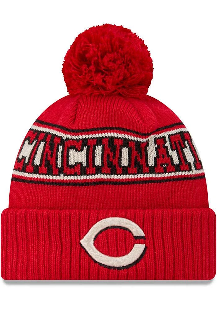 New Era Cincinnati Reds Red Retro Cuff Pom Mens Knit Hat