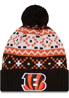 New Era Cincinnati Bengals Black Nostalgia Cuff Pom Mens Knit Hat