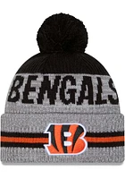 New Era Cincinnati Bengals Grey Runner Cuff Pom Mens Knit Hat