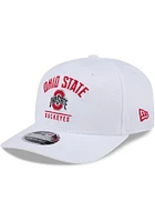 New Era Ohio State Buckeyes Team Wordmark & Logo Stretch 9SEVENTY Adjustable Hat - White