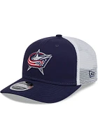 New Era Columbus Blue Jackets 9SEVENTY Stretch Snap Cotton Trucker Adjustable Hat - Blue