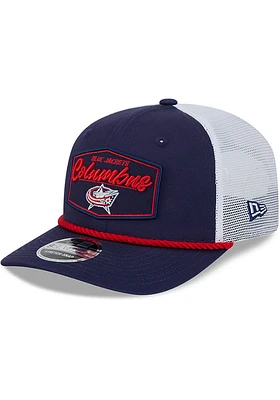 New Era Columbus Blue Jackets 9SEVENTY Stretch Snap Cotton Trucker Patch Adjustable Hat - Blue