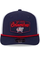 New Era Columbus Blue Jackets 9SEVENTY Stretch Snap Cotton Trucker Patch Adjustable Hat - Blue