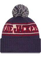 New Era Columbus Blue Jackets Blue Retro Pom Knit Mens Knit Hat