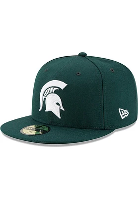 New Era Michigan State Spartans Mens Green Basic 59FIFTY Iconic Fitted Hat