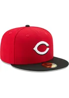 New Era Cincinnati Reds Mens Red AC Road  59FIFTY Fitted Hat