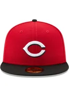 New Era Cincinnati Reds Mens Red AC Road  59FIFTY Fitted Hat