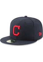 New Era Cleveland Guardians Mens Navy Blue AC Road  59FIFTY Fitted Hat