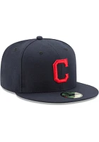 New Era Cleveland Guardians Mens Navy Blue AC Road  59FIFTY Fitted Hat