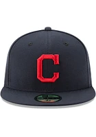 New Era Cleveland Guardians Mens Navy Blue AC Road  59FIFTY Fitted Hat