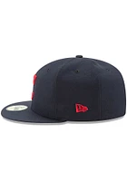 New Era Cleveland Guardians Mens Navy Blue AC Road  59FIFTY Fitted Hat