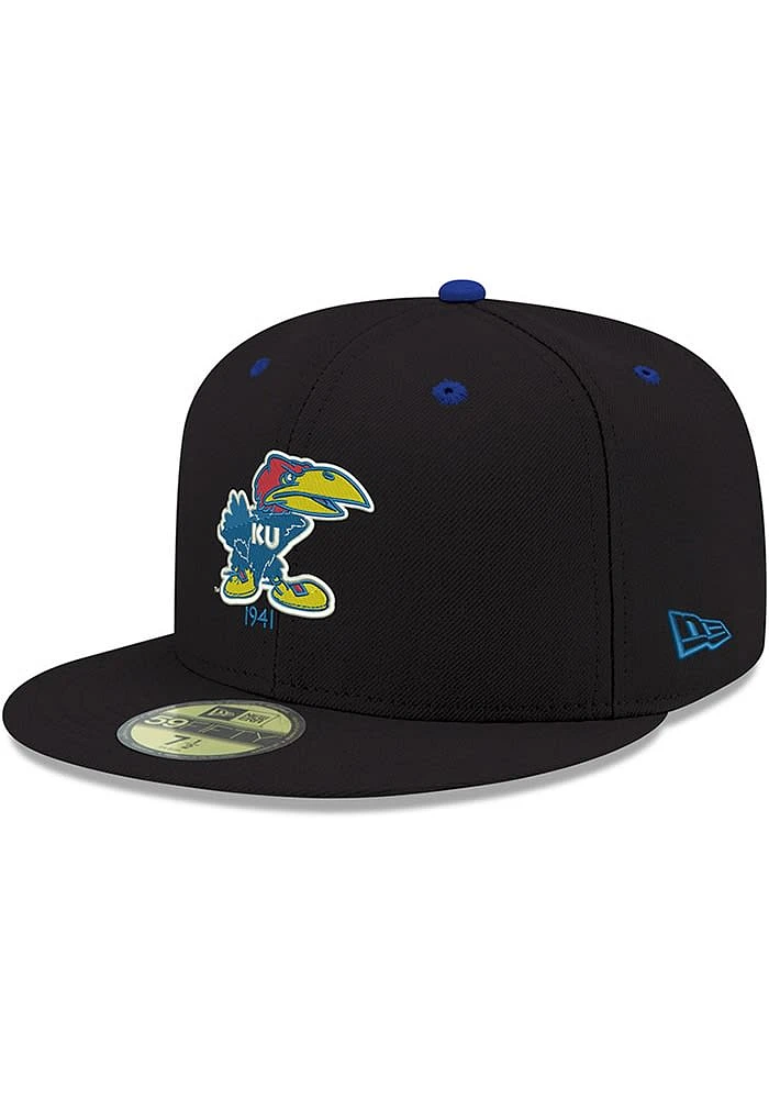 New Era Kansas Jayhawks Mens Black DE 59FIFTY Fitted Hat