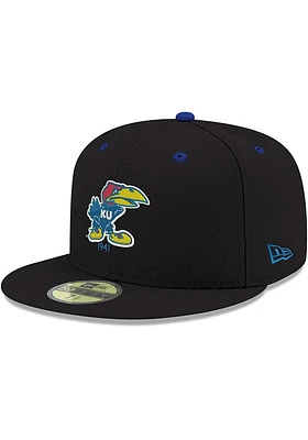 New Era Kansas Jayhawks Mens Black DE 59FIFTY Fitted Hat