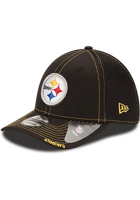 New Era Pittsburgh Steelers Mens Black Team Neo 39THIRTY Flex Hat