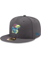 New Era Kansas Jayhawks Mens Graphite 59FIFTY Fitted Hat