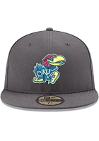 New Era Kansas Jayhawks Mens Graphite 59FIFTY Fitted Hat