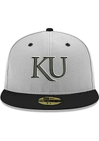 New Era Kansas Jayhawks Mens White 2T 59FIFTY Fitted Hat