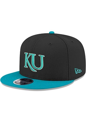 New Era Kansas Jayhawks Black Teal 9FIFTY Mens Snapback Hat