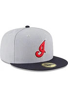 New Era Cleveland Guardians Mens Grey 2002 Cooperstown Wool 59FIFTY Fitted Hat
