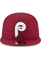 New Era Philadelphia Phillies Mens Maroon 1970 Cooperstown Wool 59FIFTY Fitted Hat