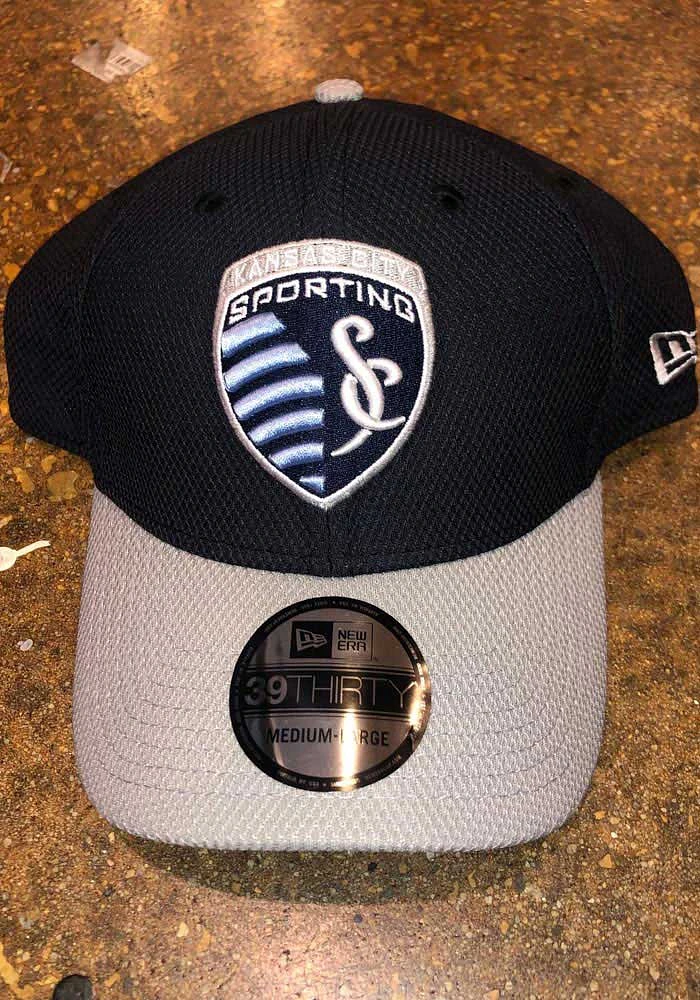 New Era Sporting Kansas City Mens Navy Blue 2T Diamond 39THIRTY Flex Hat