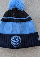 New Era Sporting Kansas City Navy Blue Tonal Bossed Cuff Knit Mens Knit Hat