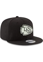 New Era Kansas City Chiefs Black Black on White 9FIFTY Mens Snapback Hat