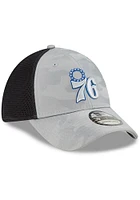 New Era Philadelphia 76ers Mens Grey Camo Front Neo 39THIRTY Flex Hat