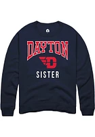 Rally Dayton Flyers Mens Navy Blue Sister Long Sleeve Crew Sweatshirt