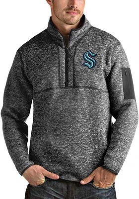 Antigua Seattle Kraken Mens Grey Fortune Long Sleeve Qtr Zip Pullover