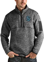 Antigua Seattle Kraken Mens Grey Fortune Long Sleeve Qtr Zip Pullover