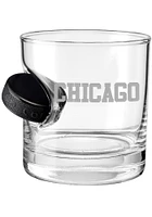 Chicago City with Hockey Puck Rock Glass - White