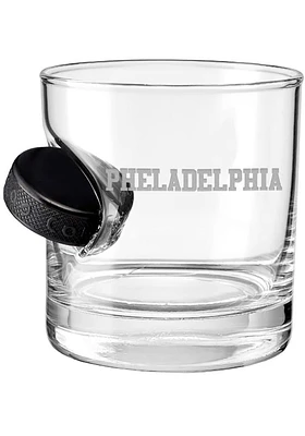 Philadelphia City with Hockey Puck Rock Glass - White