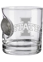 Iowa State Cyclones Logo with Football Rock Glass - White