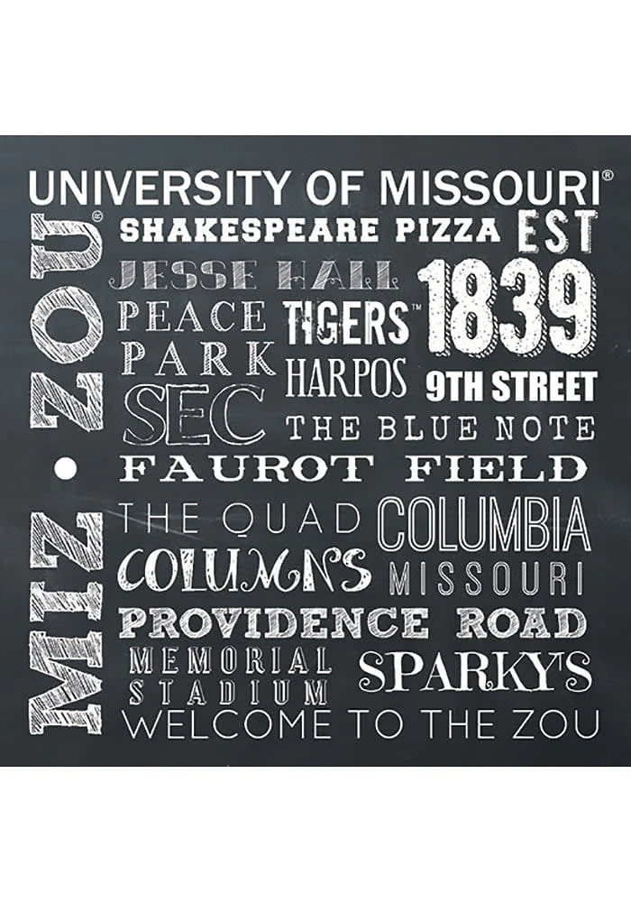 Missouri Tigers Chalkboard Stone Tile Coaster - Black
