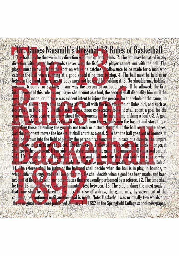 Kansas Jayhawks 13 Rules of Basketball Stone Tile Coaster - White