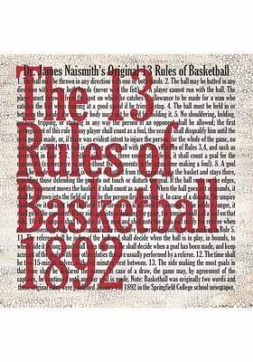 Kansas Jayhawks 13 Rules of Basketball Stone Tile Coaster - White