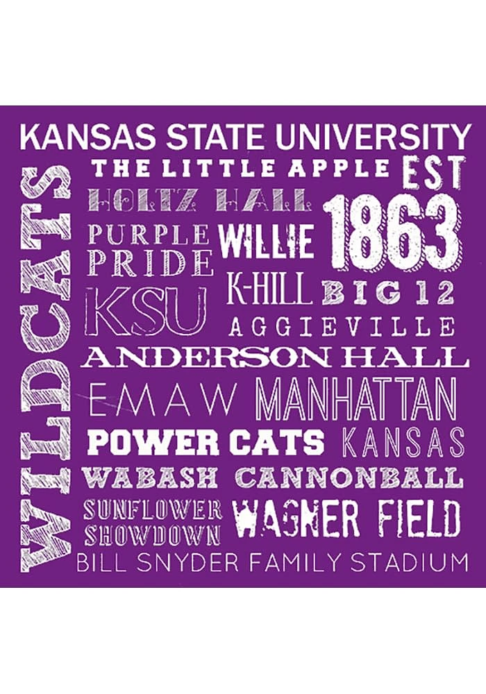 K-State Wildcats Chalkboard Stone Tile Coaster - Purple