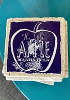 Manhattan Little Apple Stone Tile Coaster - Purple