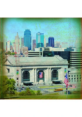 Kansas City Union Station Skyline Stone Tile Coaster - White