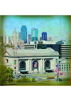 Kansas City Union Station Skyline Stone Tile Coaster - White