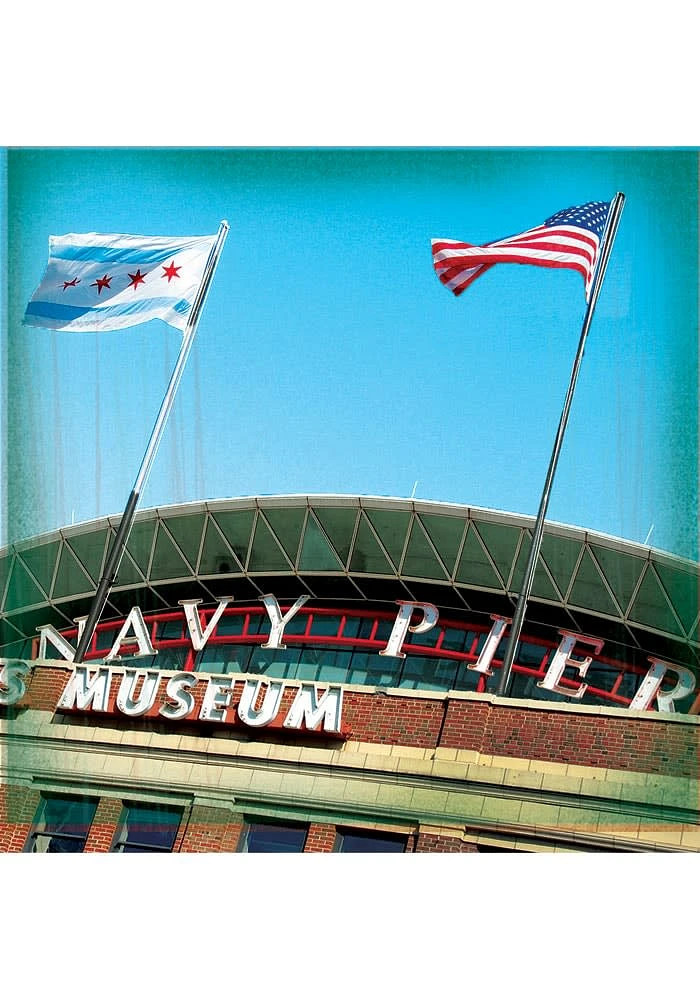 Chicago Navy Pier Stone Tile Coaster - Blue