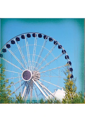 Chicago Navy Pier Ferris Wheel Stone Tile Coaster - Blue