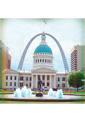 St Louis Old Courthouse Arch Stone Tile Coaster - White